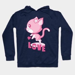 Hovering pink kitten in love. Hoodie